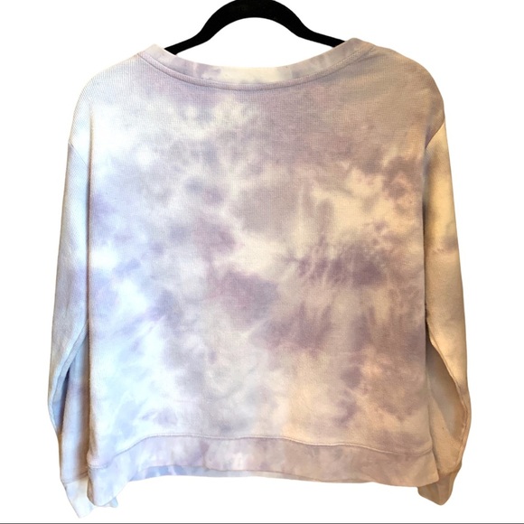 Splendid Lavender Tie Dye Waffle Knit Long Sleeve Thermal Tee Shirt Size Small - Picture 4 of 7